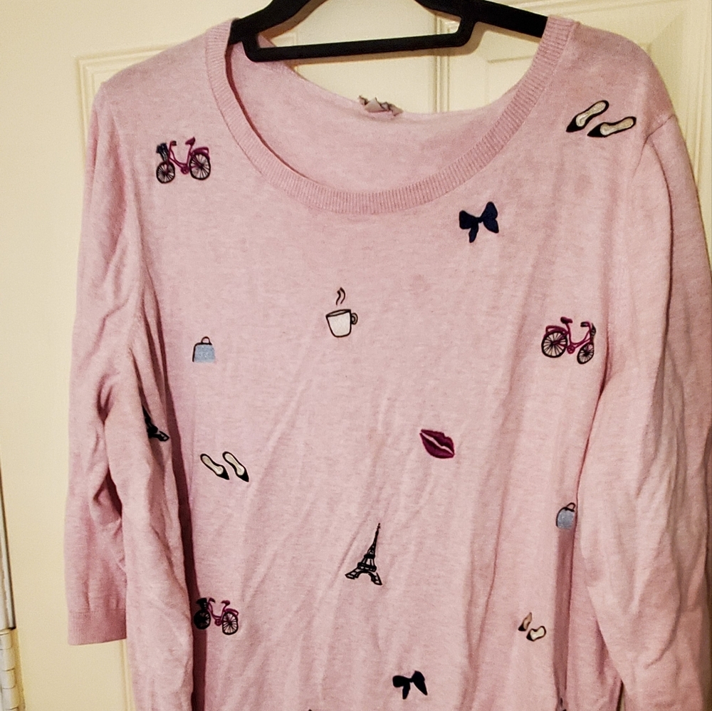 Talbott 2xl Paris embellished sweater